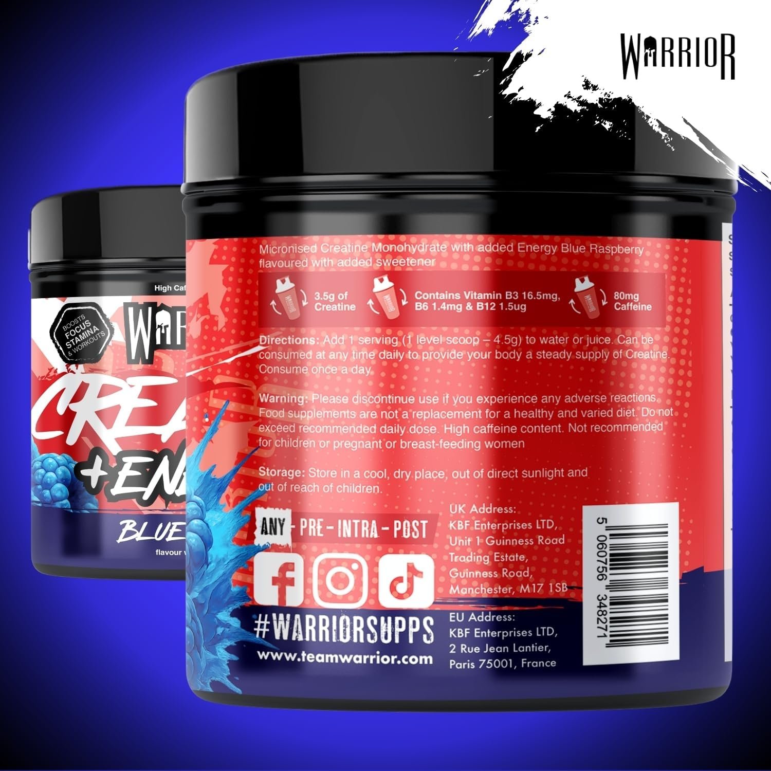 Warrior Creatine Plus Energy 360g Pre Workout Drink Mix with Caffeine - Image 2