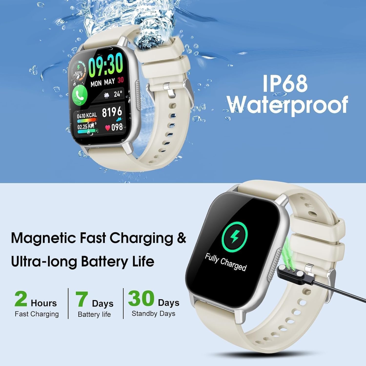 Smart Watch for Men Women Answer Dial Call, 1.85" Bluetooth 5.4 Smartwatch with Heart Rate Sleep Monitor, 112+ Sports Modes Fitness Tracker, IP68 Waterproof Activity Watches for Android iOS. White - Image 6