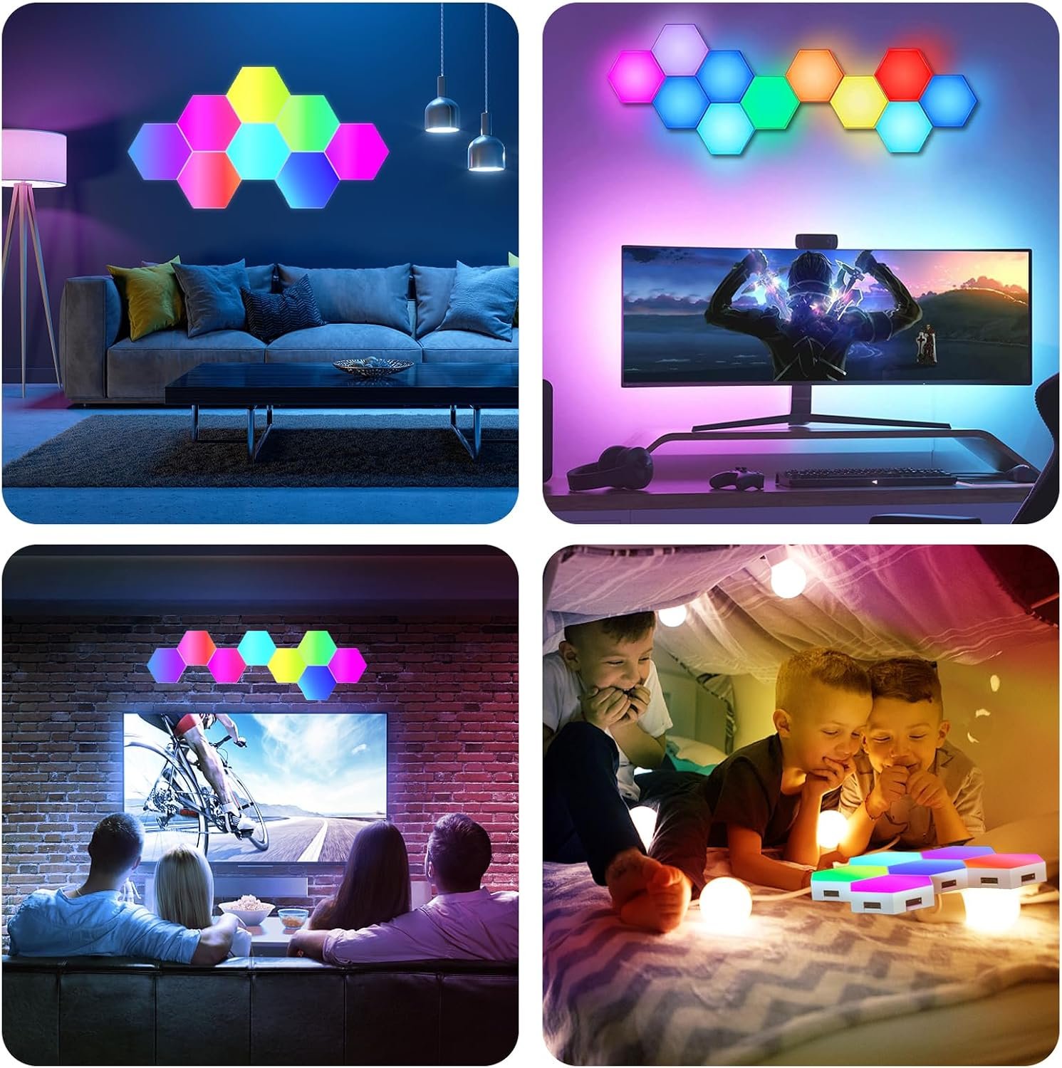 PUMPKINS Hexagon LED Lights, 10 Pack RGB Hex Wall Light, Panel Size 8 cm - Image 6