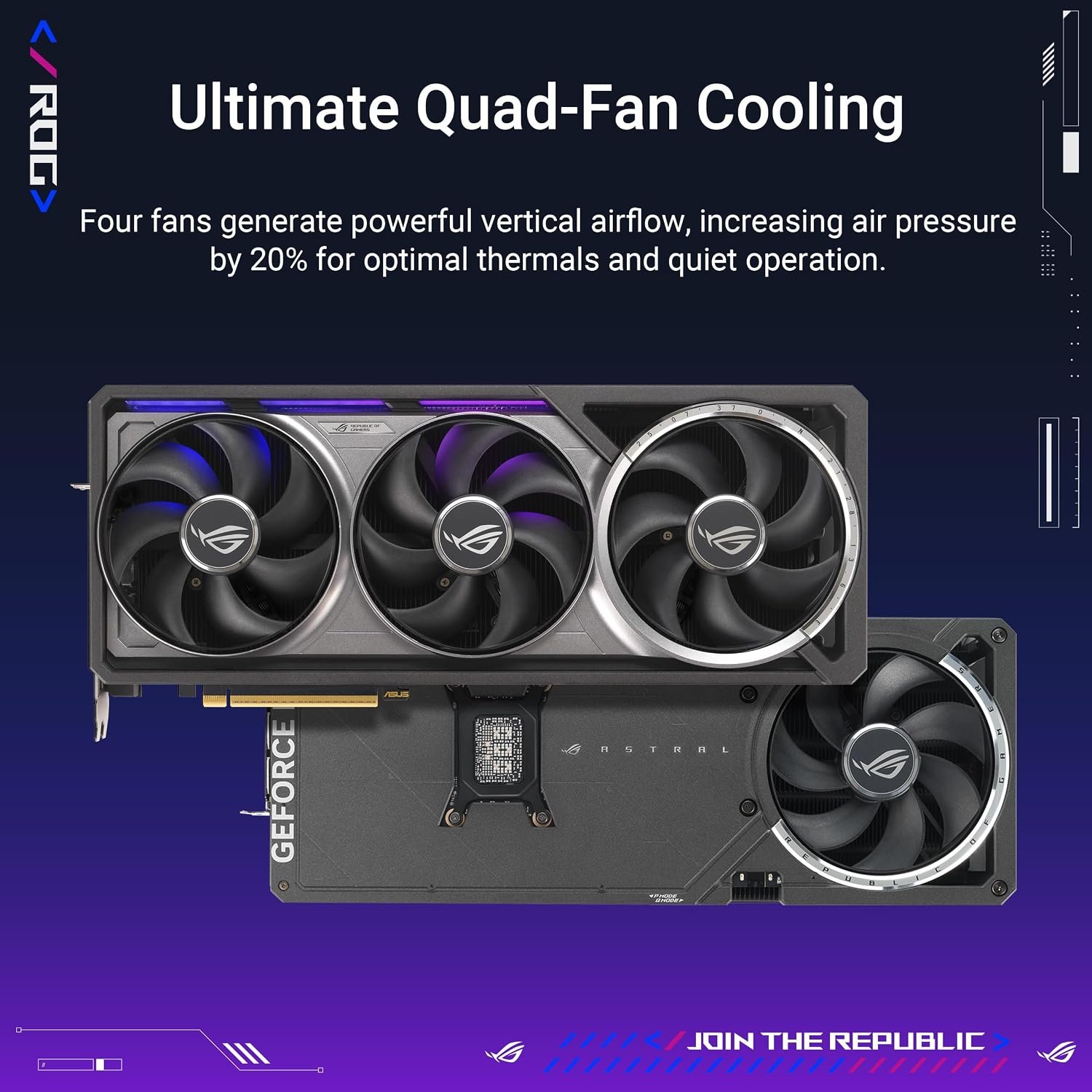 ASUS ROG Astral GeForce RTX 5080 OC Edition Gaming Graphics Card (PCIe 5.0, 16GB GDDR7, HDMI/DP 2.1, 3.8 slot, 4 fan design, Axial tech fans, patented vapor chamber, Phase change GPU thermal pad) - Image 2