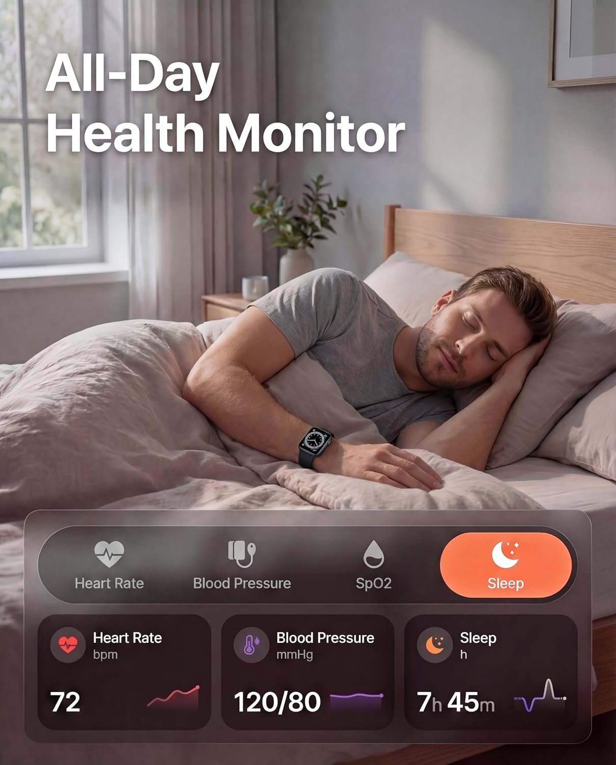 Smart Watches for Women Men, Fitness Watch with Heart Rate/SpO2/Blood Pressure/Sleep Tracker,Step Counter,120+ Sports Modes. IP68 Waterproof Fitness Tracker & Bluetooth Call Smartwatch for iOS Android - Image 2