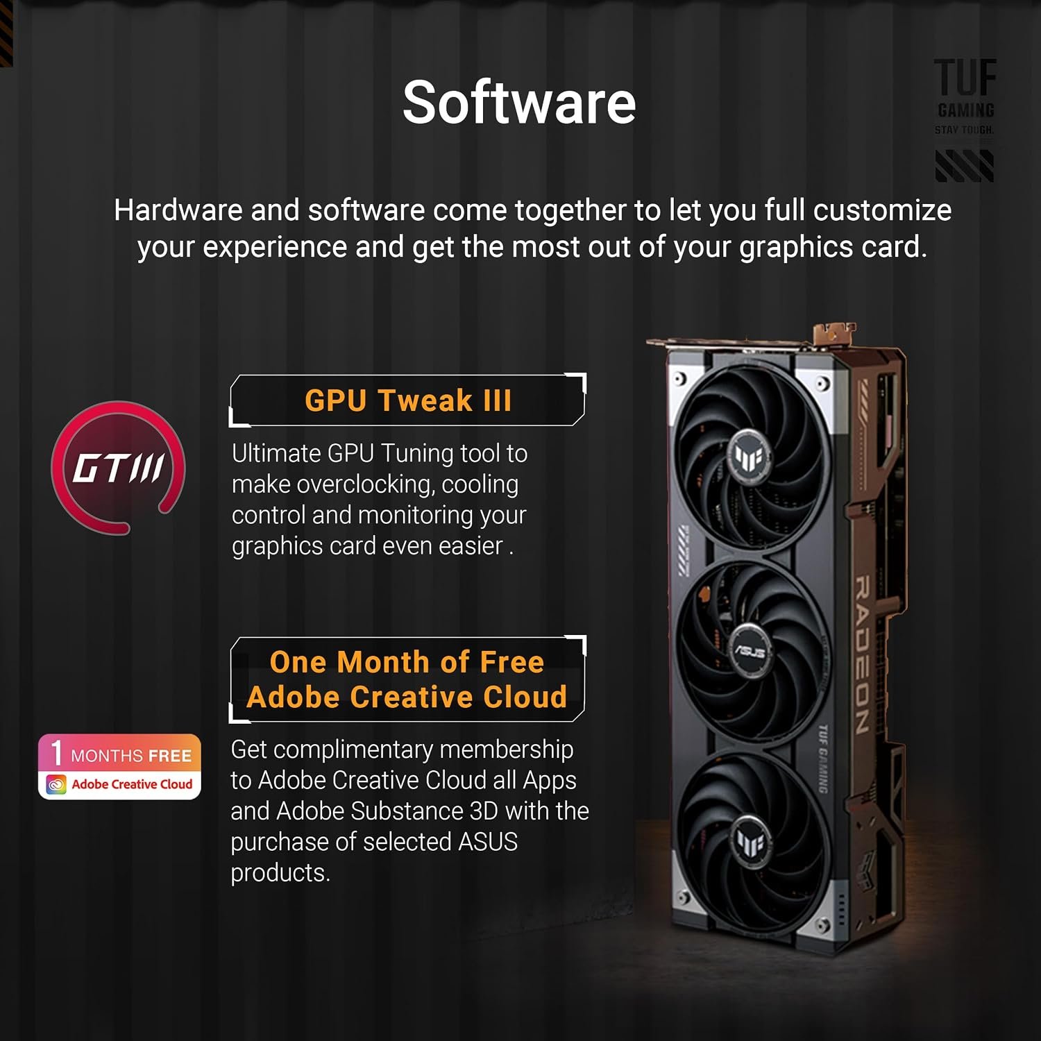 ASUS TUF GAMING RX9070 OC, PCIe5, 16GB DDR6, HDMI, 3 DP, 2670MHz Clock, RGB Lighting, Overclocked - Image 6