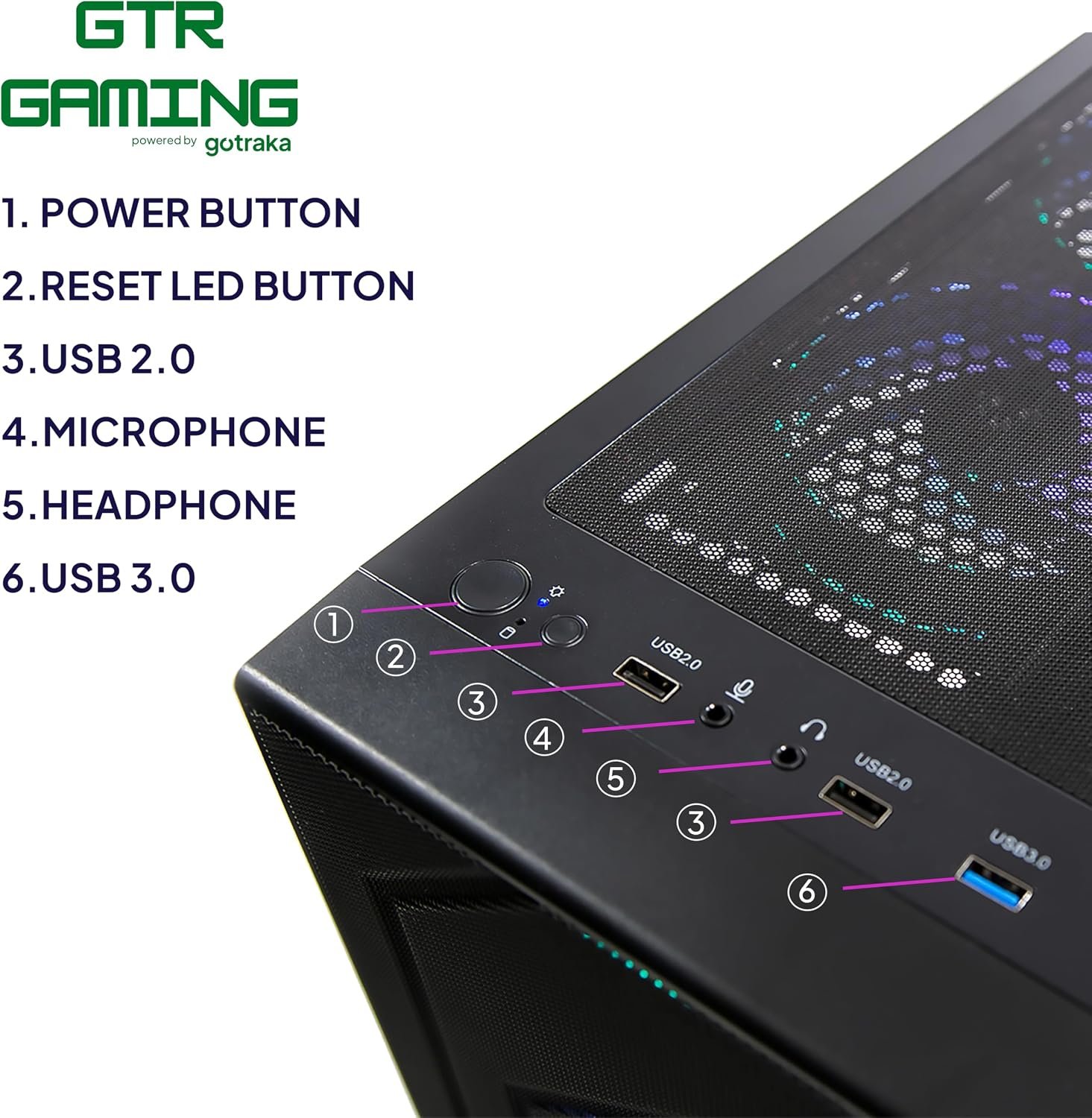 GTR Gaming PC – Ryzen 5 5500 Desktop Computer, Radeon RX 7600 8GB Graphics, 16GB DDR4 RAM, 1TB NVMe SSD, 650W Power Supply, Windows 11 Gaming Desktop PC, Wi-Fi, ARGB Case. - Image 5