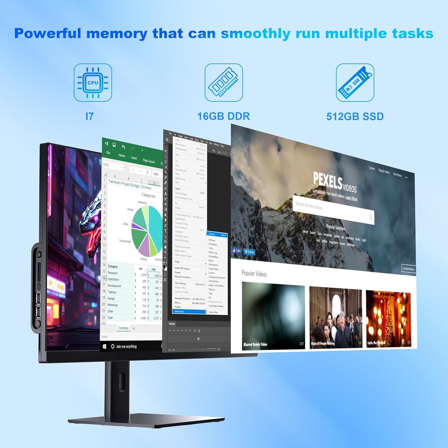27 Inch All-in-One Computer FHD Desktop PC, Core i7 (Up to 3.0GHz), 16GB RAM, 512GB SSD, Rotatable Screen, Hidden Webcam, Dual-Band WiFi 6 & Bluetooth 5.3, All-in-One PC for Business & Creative Work - Image 8