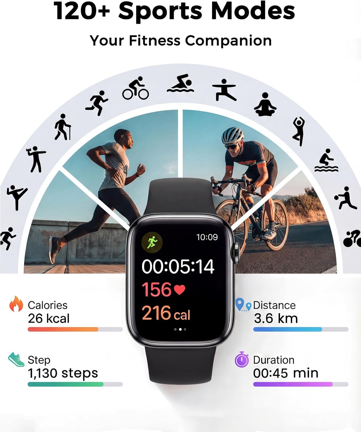 Smart Watches for Women Men, Fitness Watch with Heart Rate/SpO2/Blood Pressure/Sleep Tracker,Step Counter,120+ Sports Modes. IP68 Waterproof Fitness Tracker & Bluetooth Call Smartwatch for iOS Android - Image 3
